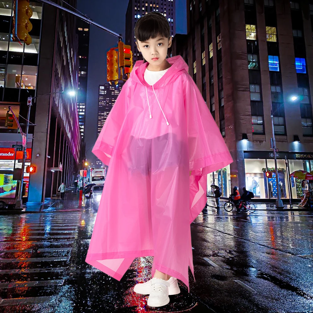 Non-disposable Rain Jacket Rain Ponchos EVA Thickened Waterproof Adult Men Women Children One-Piece Raincoat For outdoor Hiking