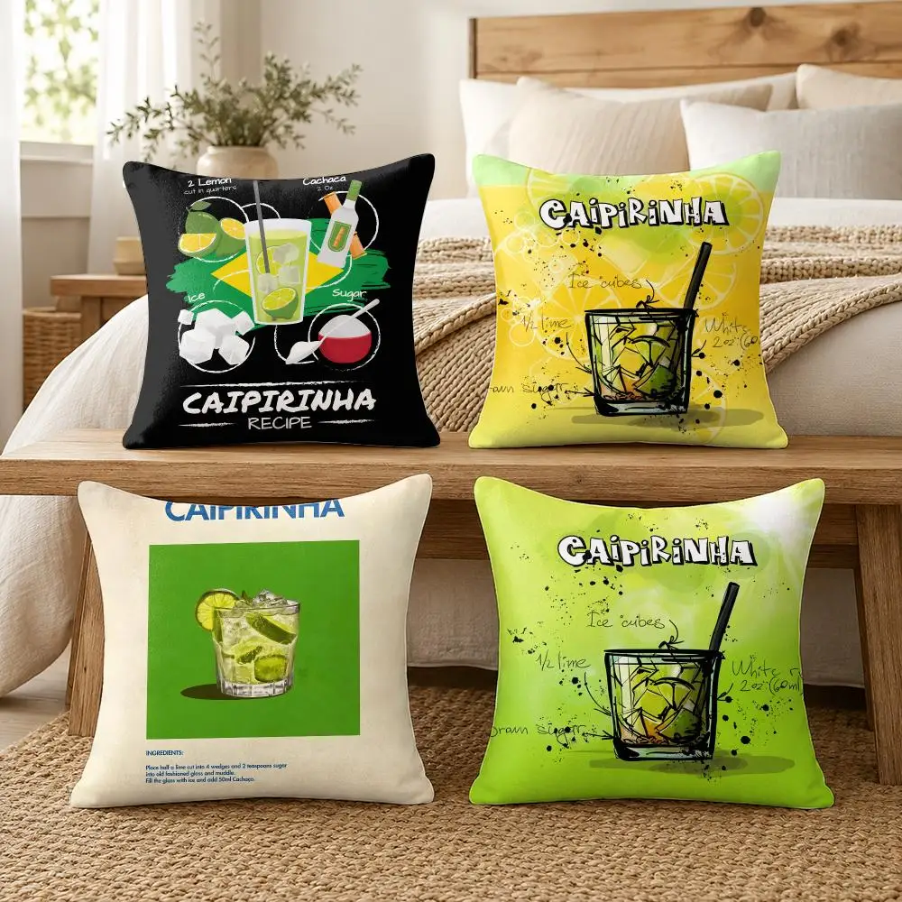 Caipirinha Cocktail Cushion Cover Soft Short Plush Pillow Cover Smooth Cozy Texture Cushion Case Home Decor