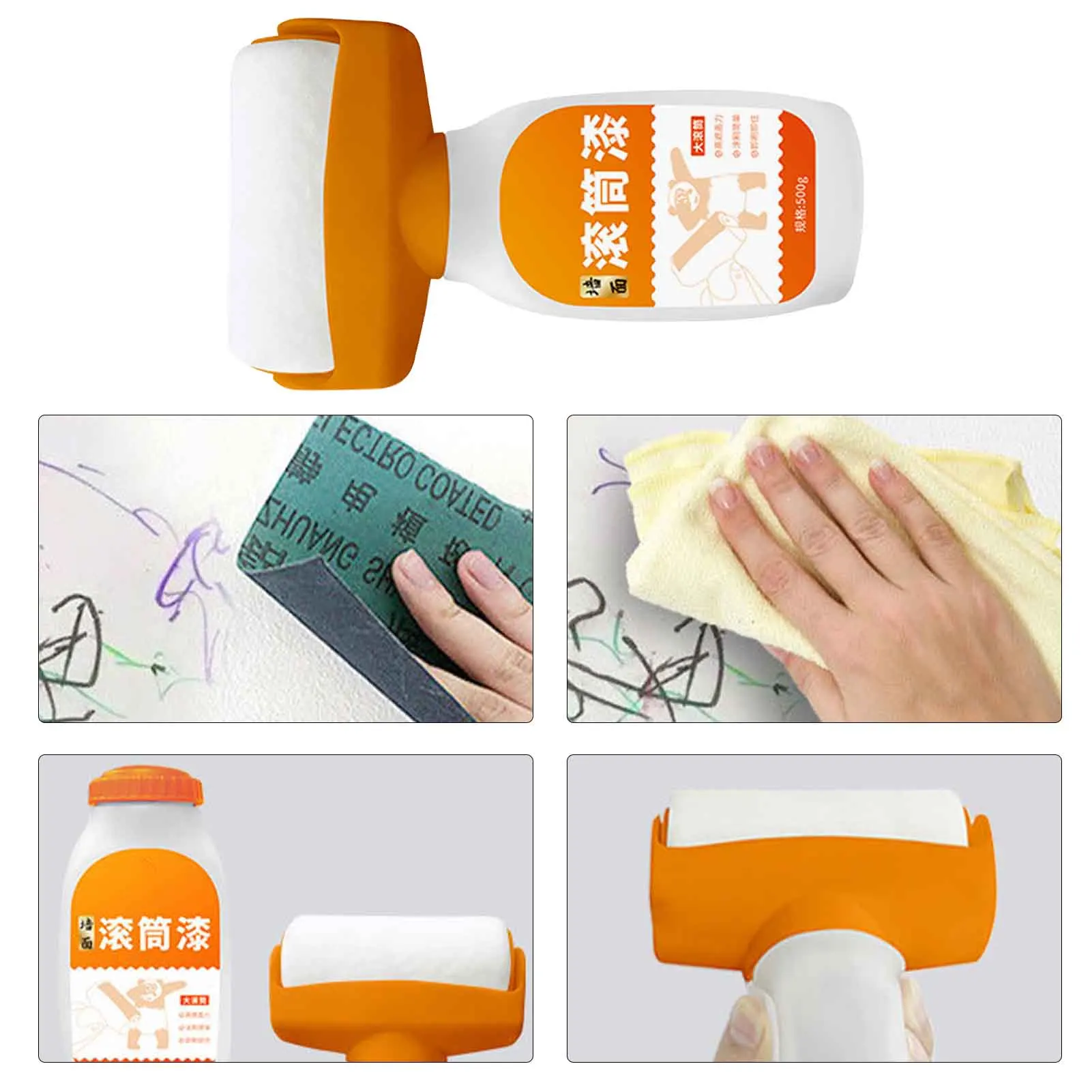 Pennello a rullo piccolo per riparazione parete, pennello a rullo portatile per uso domestico, per bagno, cucina, soggiorno, WC, camera da letto