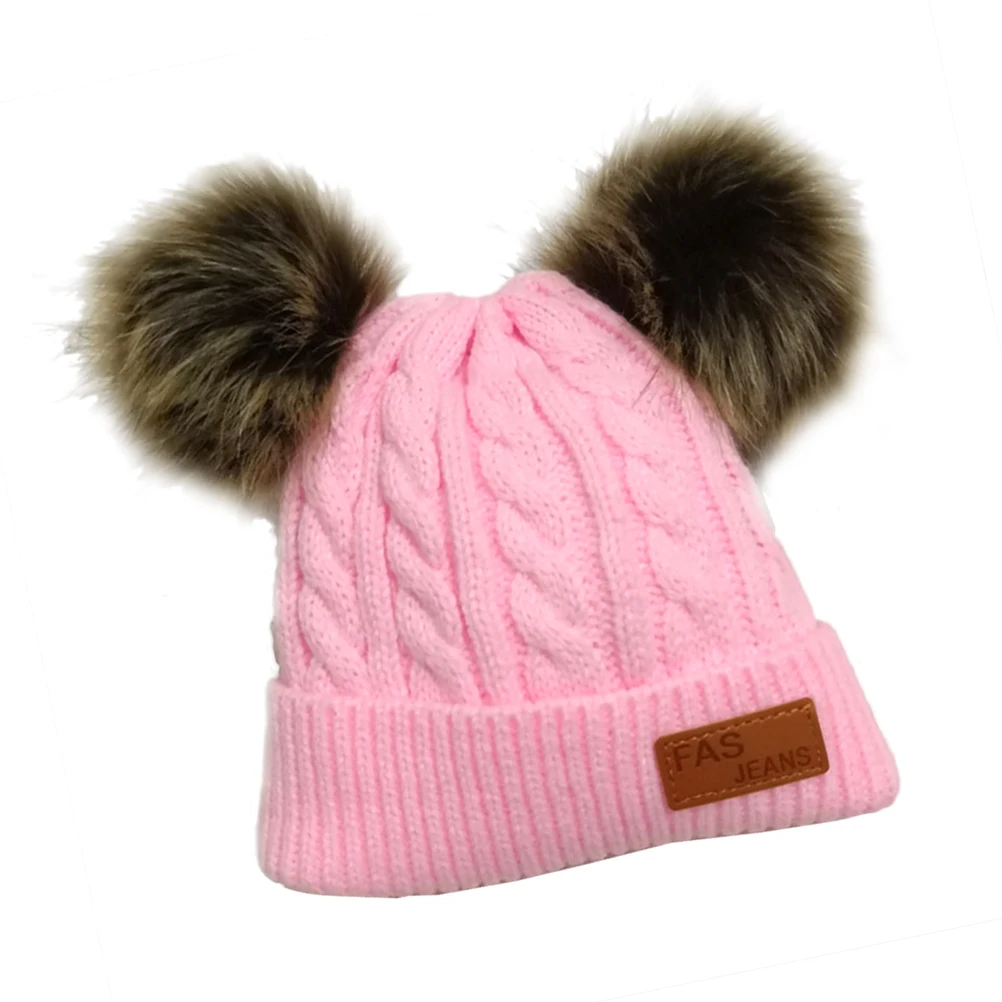 

Soft Warm Kids Knitted Hat Double Winter Beanie Cap For Children Cute Autumn Birthday Festival Photo Studio Fashion
