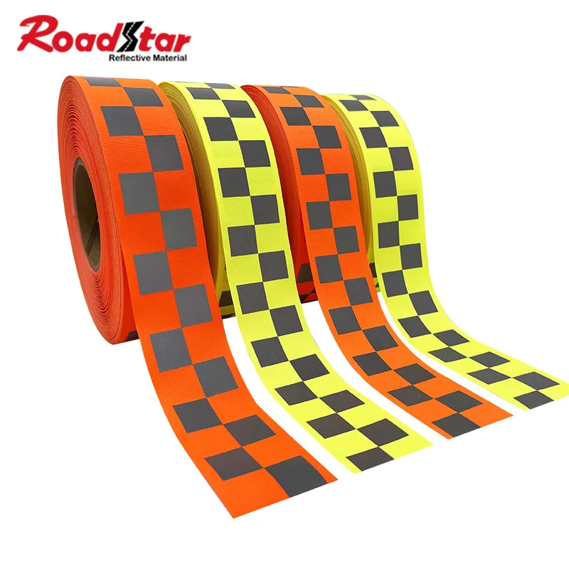 

Roadstar 5cm Width Two Rows Checker High Intensity Reflective Oxford Webbing Sewing on Clothes Bag Workwear Warning Tape RS-11WT