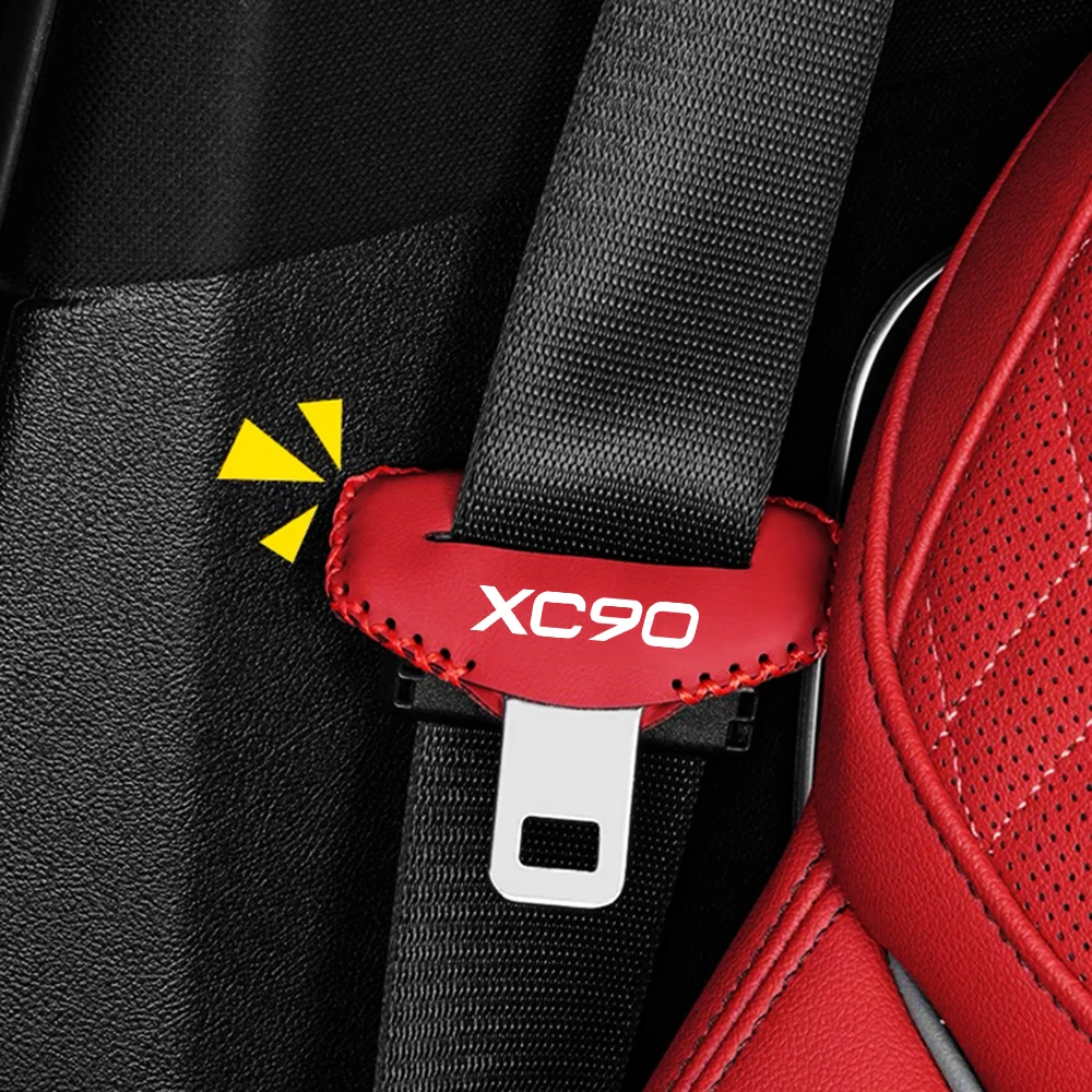 2PCS Car Seat Belt Buckle Clip Protector leather Protector Covers for Volvo XC90 Car Front Rear Seat Belt Cover Accessories