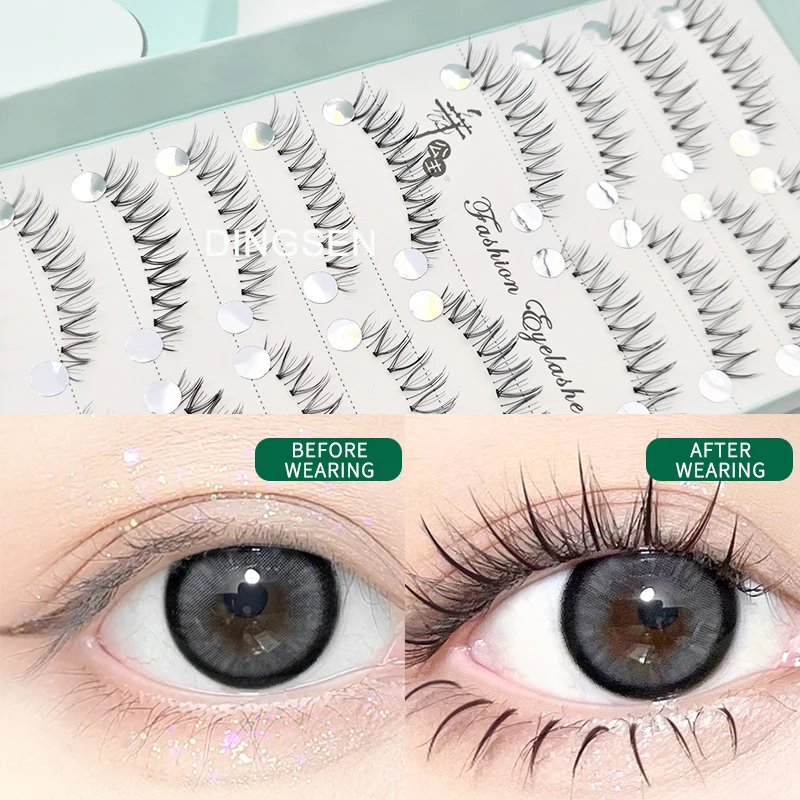 Transparente Wimpern mit Stiel 5/7/10 Paar Manga Einzelwimpern Weiche Künstliche Wimpern Wimpernverlängerung Make-up Koreanisch – Detail 7