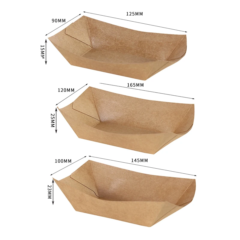 10Pcs Kitchen Disposable Snack Bowls Pastry Bags Kraft Paper Dessert Cake Food Tray Oilproof Cardboard Bowls Party Tableware