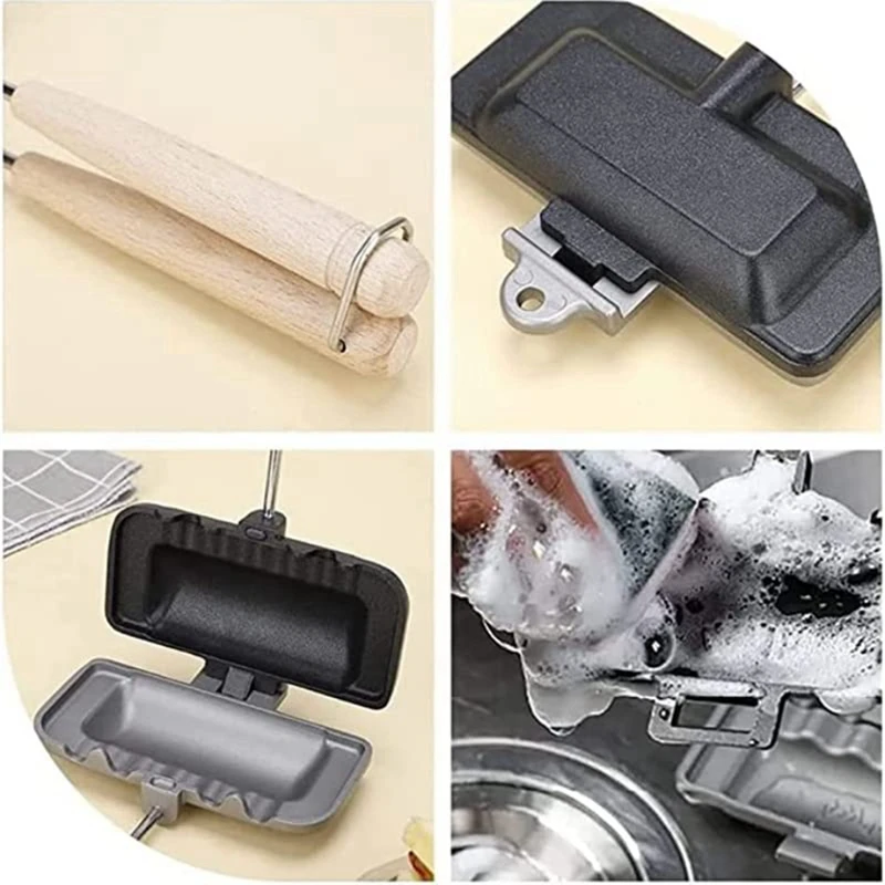 ฮอตดอกปิ้งขนมปังกระทะแซนวิชสองด้านเครื่องทำชีสเครื่องทำแซนวิชกระทะทอดตั้งแคมป์