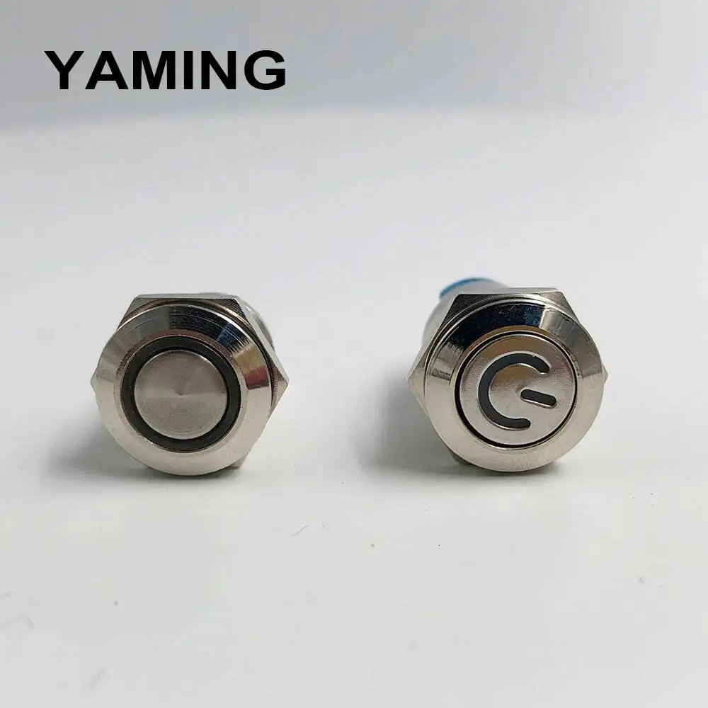 12mm Metal Push Button Switch Momentary/Latching Waterproof 4 Pins LED Bulb Night Light Flat/High Round Self-locking Reset Type