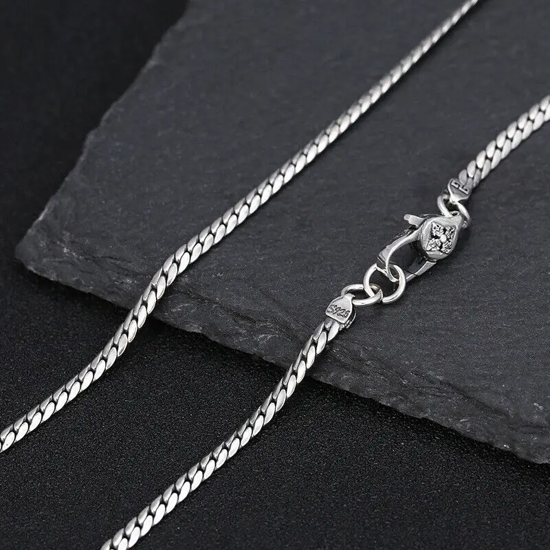 

Real 925 Sterling Silver 3mm Curb Link Chain With Vajra Clasp Necklace All Size