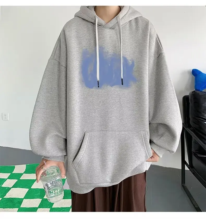 

Винтажный мужской топ с буквенным принтом, корейская уличная одежда, свободный мужской осенний модный пальто с капюшоном в американском стиле, зимний теплый пуловер