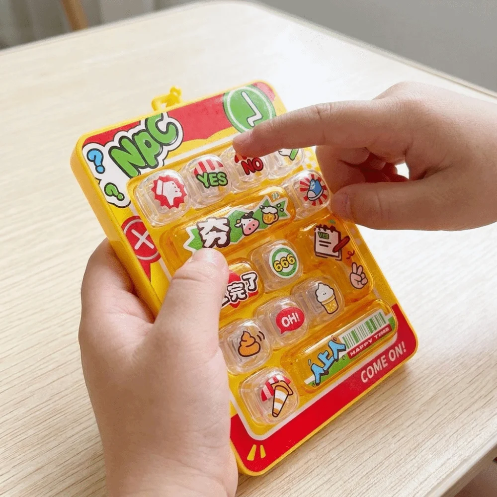 Mini Keyboard 14-Key Fidget Keyboard Keychain Creative Cartoon Print Keyboard Click Button Vertical Keyboard Key Pendant