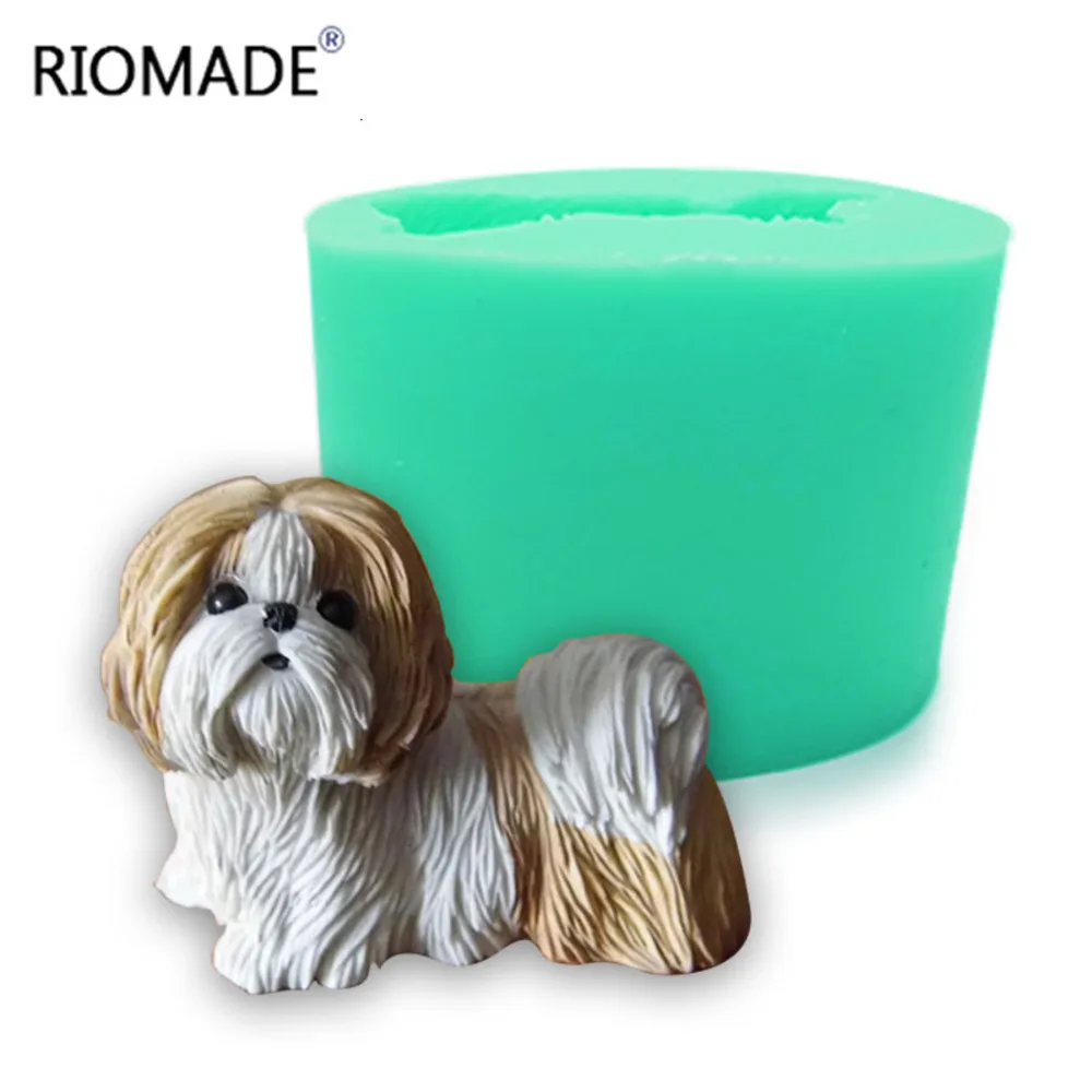 3D Dog Shape Silicone Molds Big Size Chihuahua Pomeranian Shih Tzu Animal Candle Clay Mold For Cake Decorating Tool Baking Mould