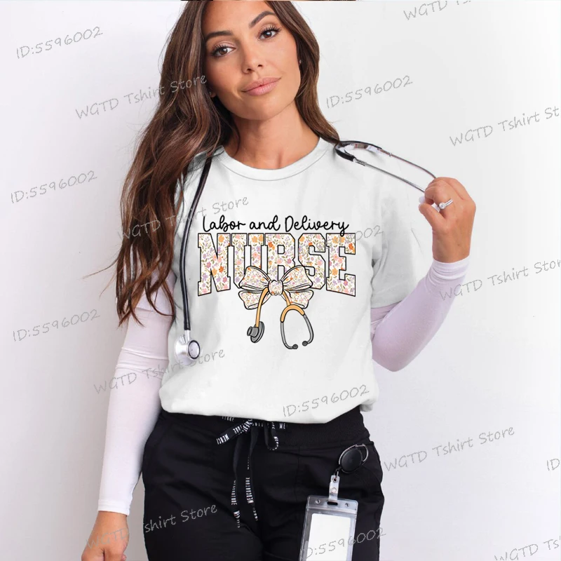 ممرضة العمل والتسليم Coquette قمصان ممرضة التقدير هدية قصيرة الأكمام المحملة التمريض الحياة تي شيرت هدية للممرضة تي شيرت