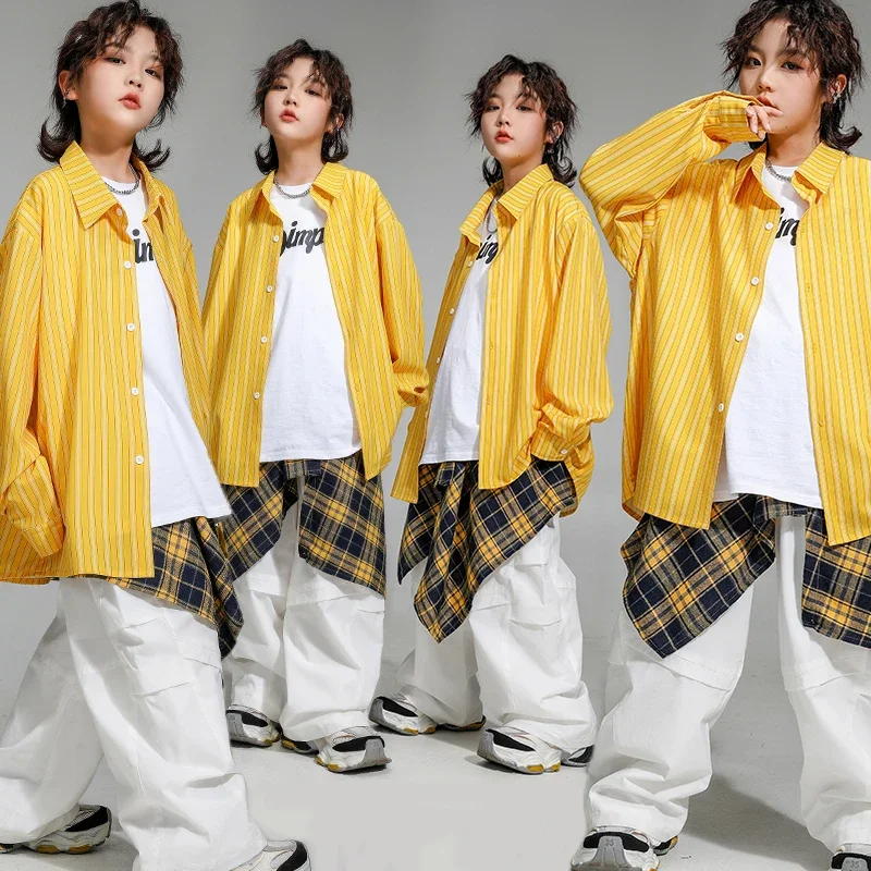 소년 k-pop 의류 자켓 카고 바지 소녀 힙합 streetwear 어린이 재즈 의류 세트 어린이 거리 댄스 멋진 무대 의상