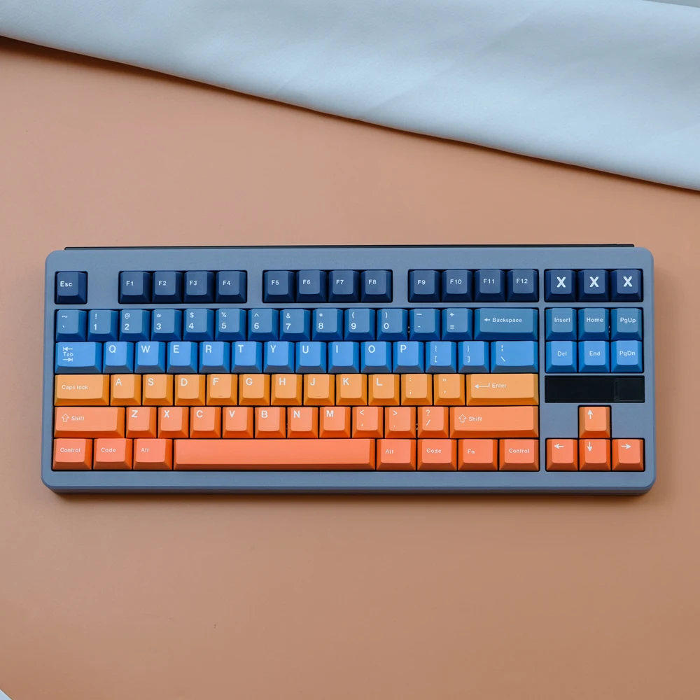 147 Keys Blue Orange Gradient Keycaps Cherry Profile PBT Dye Sublimation Keycap For MX Mechanical Keyboard Alice 66 6.25U 7U ISO