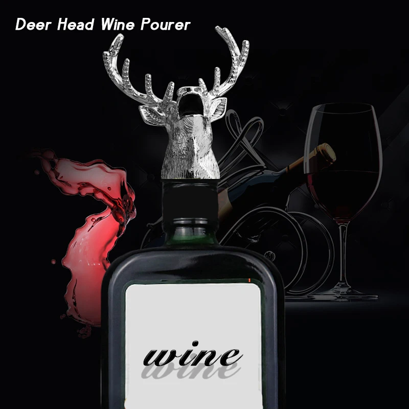 

1Pc Creative Deer Head Red Wine Pourer Zinc Alloy Drink Bar Tool Night Club Bar Accessories Wine Stopper Bottle Plug Decoration