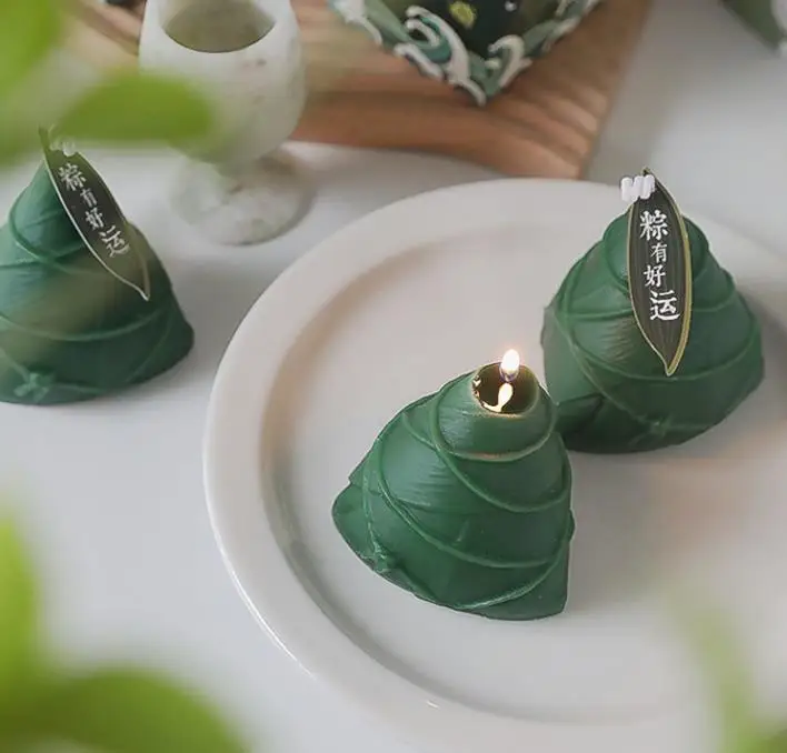 Zongzi Aromatherapy Candle Wholesale Atmosphere Fragrance with Hand green Handmade Imitation Wax