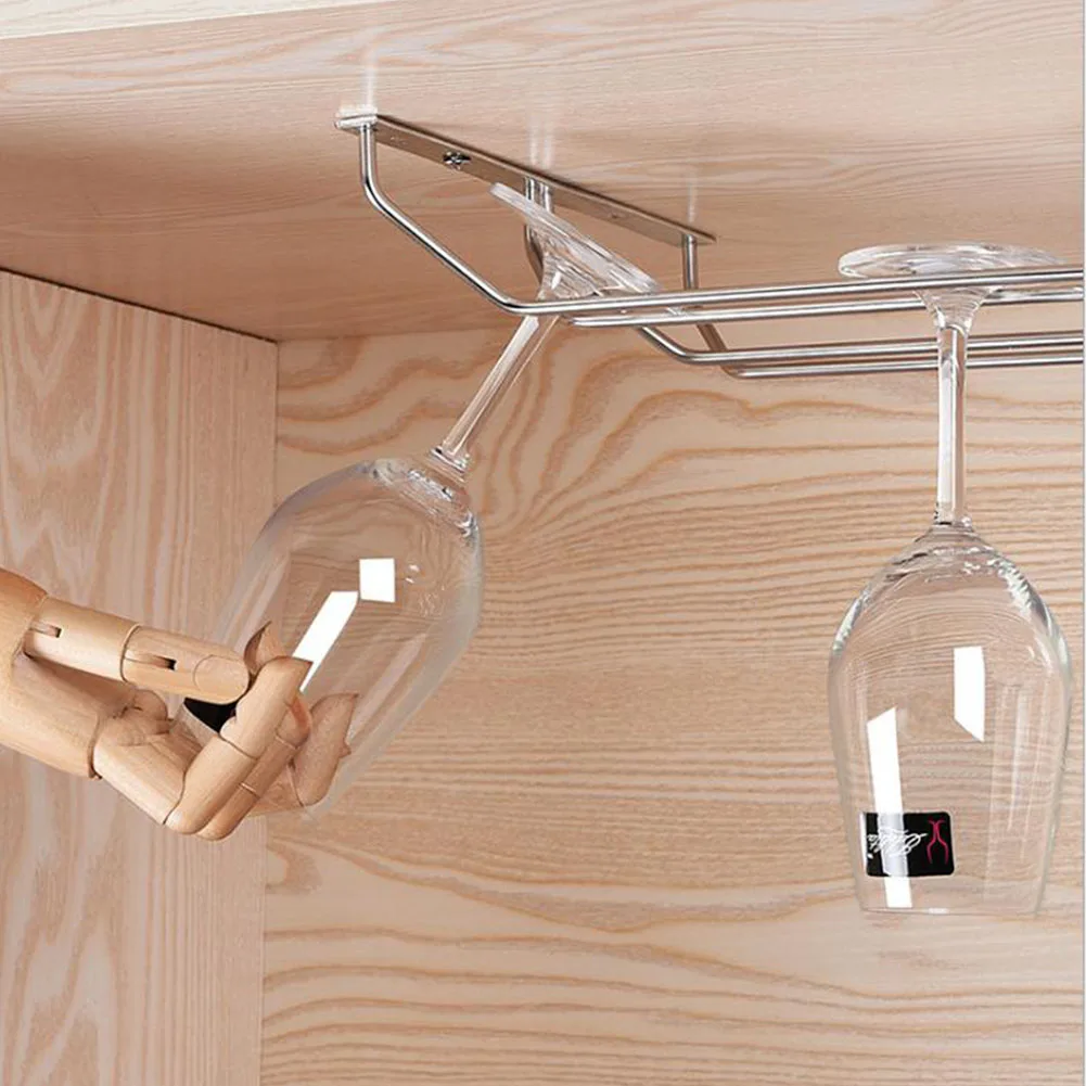 1 Pcs 1-5 Rows Stainless Steel Wall Mount Kitchen Organizer Stemware Wine Glass Hanging Rack Holder Shelf Bathroom Accessories