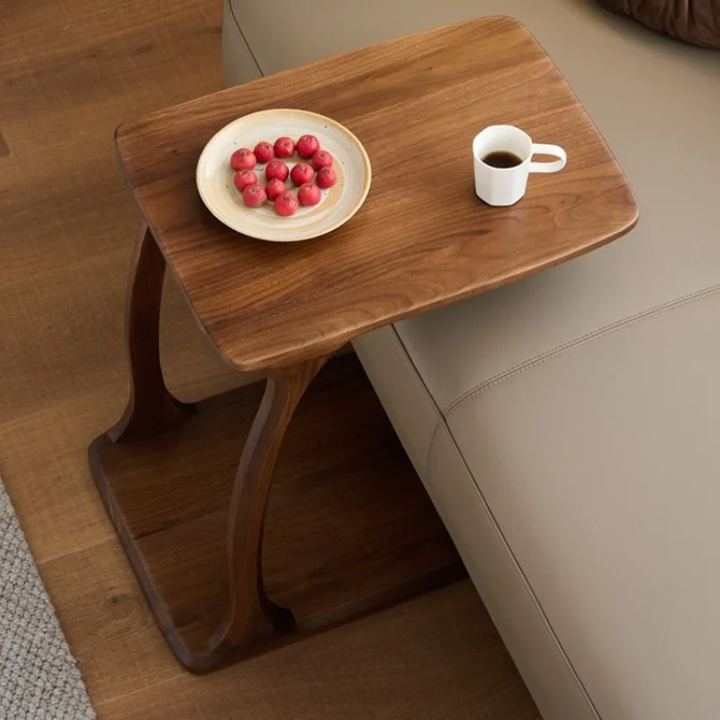 Solid wood sofa side few black walnut small coffee table corner few movable multi-functional side table floor