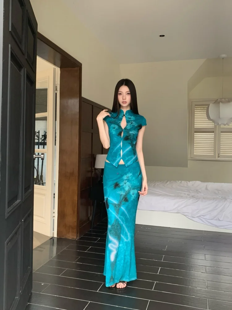CHEERART Summer 2 Piece Set Women'S Matching Sets Chinese Fashion Floral Mesh Outfit Skirt And Top Set 2026 Designer Clothes