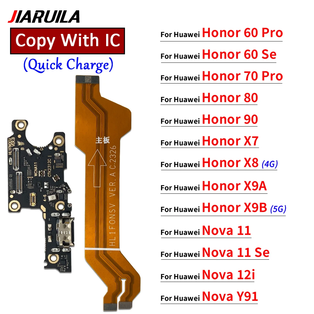 

USB Charging Port For Huawei Honor 60 70 80 90 Pro X7 X8 X9A X9B Nova 10 11 Se 12i Y91 Charger Flex Cable Board Dock Connector