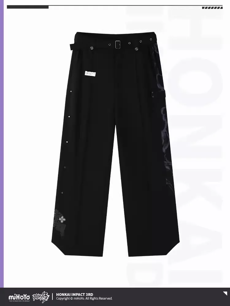 [Genuine] Anime Game Honkai Impact 3RD Kiana HERRSCHER of FINALITY Cosplay Stylish Black Trousers Casual Halloween Bottoms