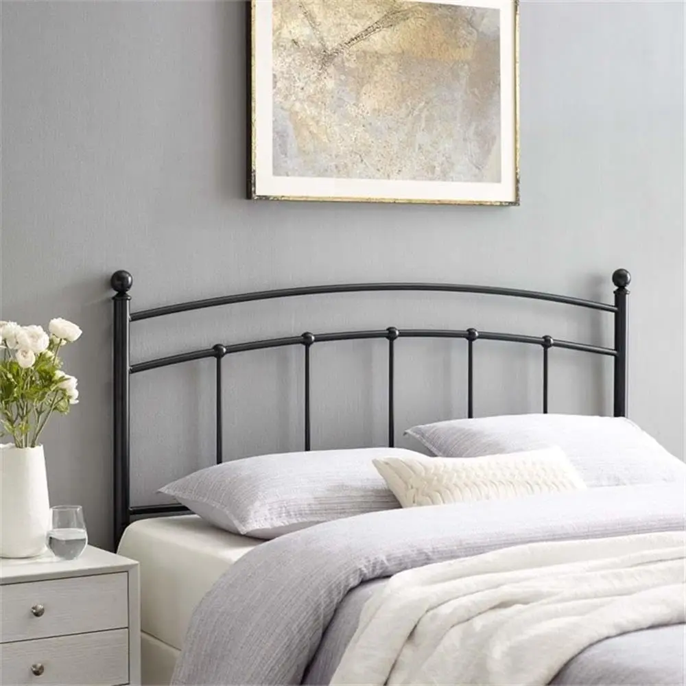 Queen Modern Style Powder Coated Iron Headboard in Black