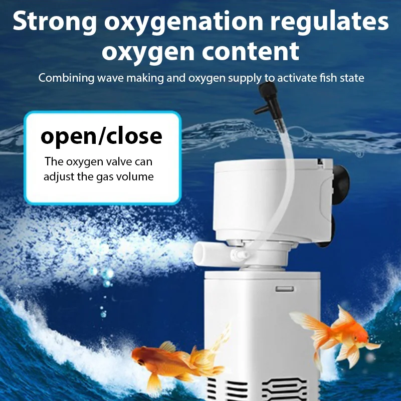 4IN1 水族館フィルターポンプサイレント水槽水中空気酸素エアレーター 20 ワット 880L/H 水チェンジャー不純物フィルト 220v ウェーブメーカー