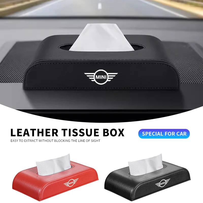 

Car Leather Tissue Box Vehicle Napkin Paper Towel Bag Storage Accessories For MINI Cooper JCW R56 R60 R50 R53 Clubman Countryman