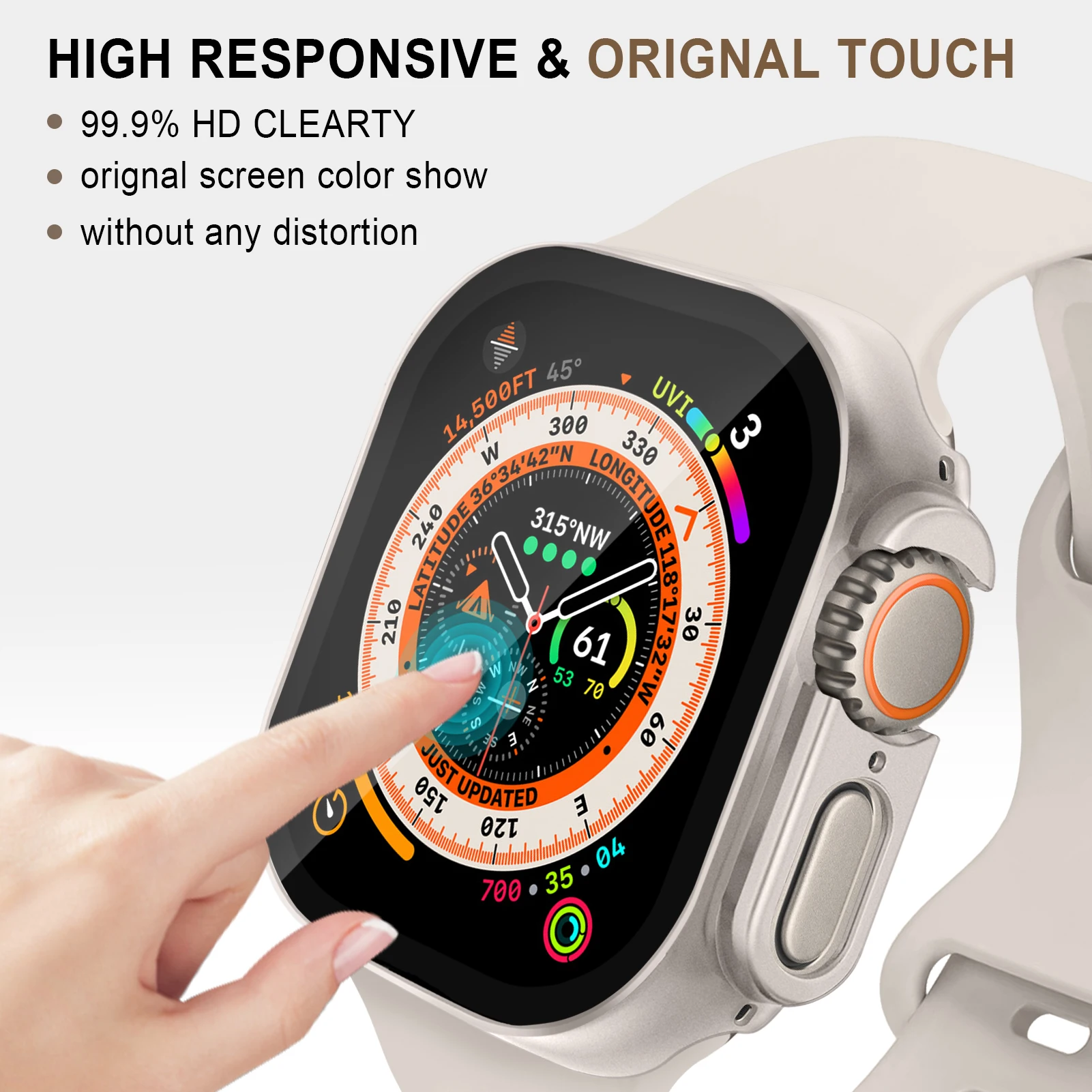 Waterproof Cover for Apple Watch Ultra 49mm Screen Protector Case Straight Edge Cover iWatch series 8 SE 7 4 44mm 40mm 45mm 41mm