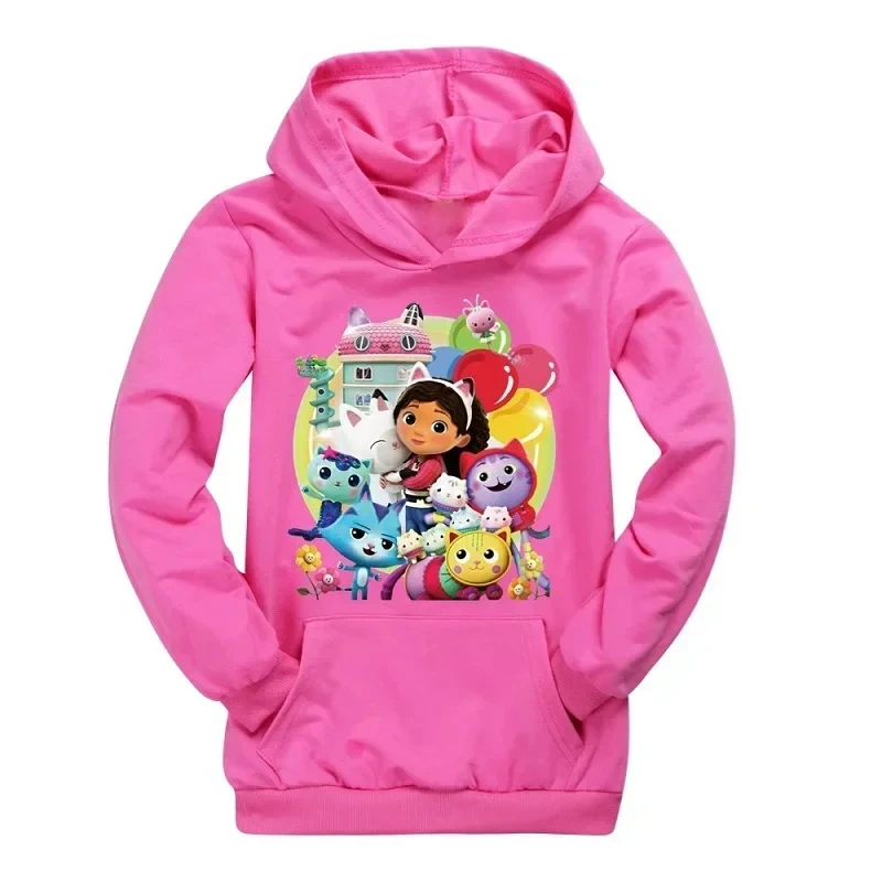 Boys Pullovers Fashion Gabby's Dollhouse Kids Cartoon Gabby Cats Hoodies Children Long Sleeve Coats Girls Clothes 3-16Years