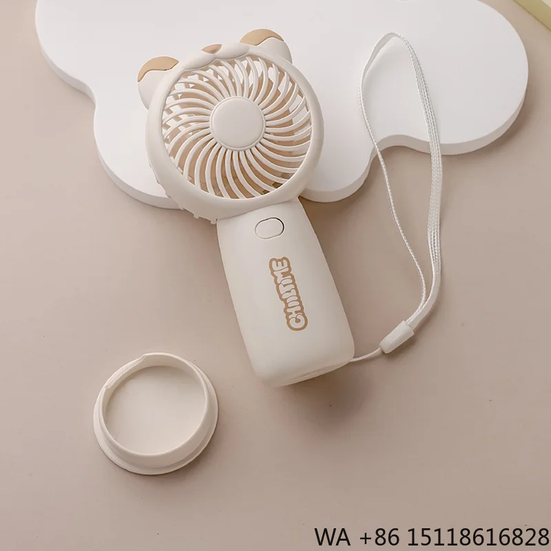 Portable Handheld Fan for Travel Outdoor Personal Cooling Fan with Lanyard USB Rechargeable Cute Bear Style Mini Desk Fan