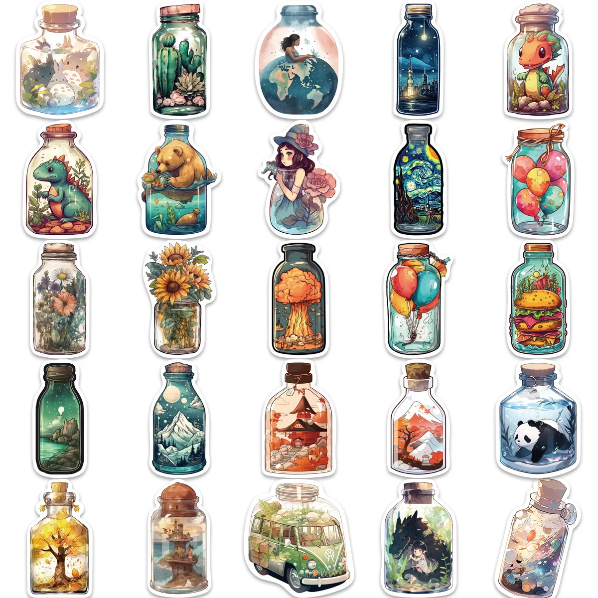 50pcs Drink Bottle With Anime Cartoon Things Stickers For Party Gift Skateboard Scrapbooking Laptop Suitcase Toys