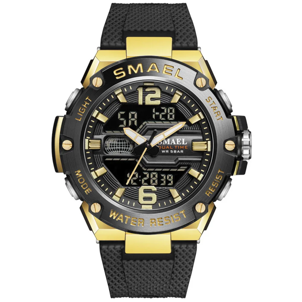 

Fashion Smael Top Brand 8033 Alloy Double Display Men's Military Sports Leisure Waterproof Luminous Electronic Quartz Watches