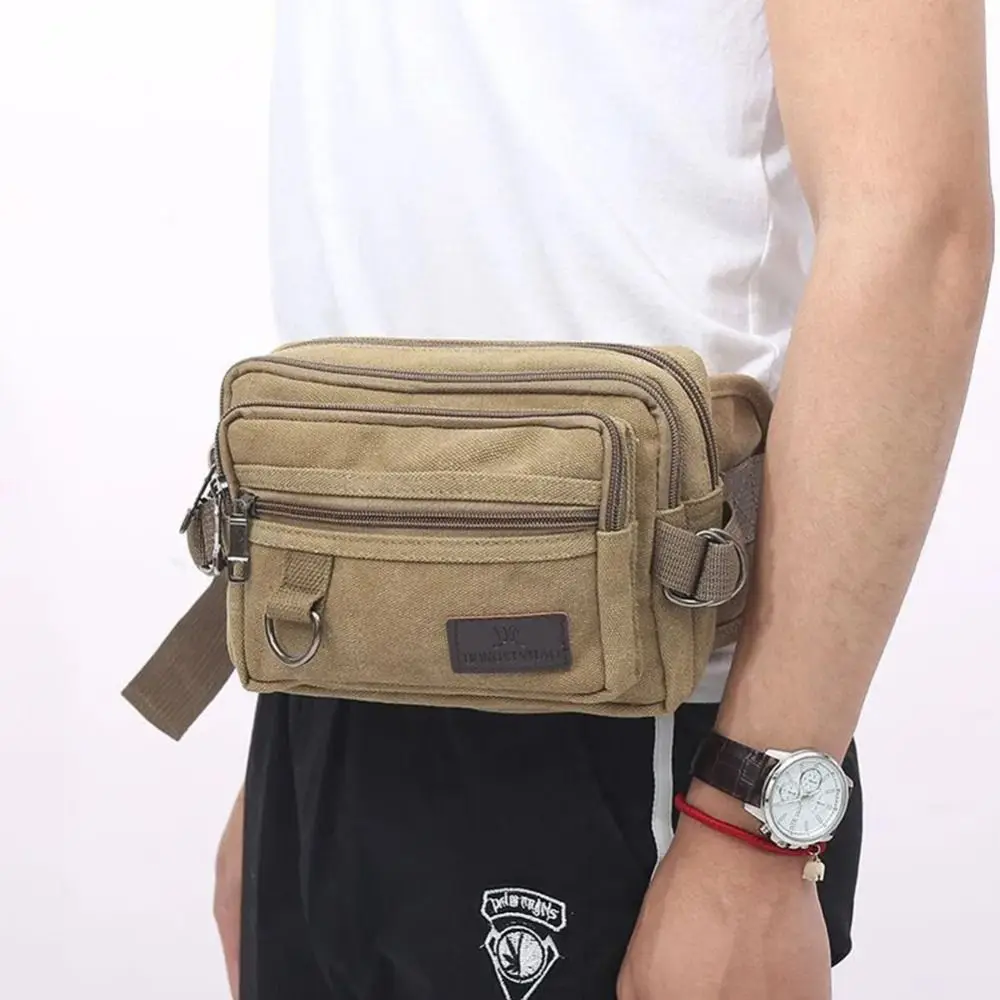 

4-layers Multilayer Waist Packs Multi-Function Belt Pouch Canvas Chest Bag Large Capacity Phone Pocket Fanny Pack Sport Bag