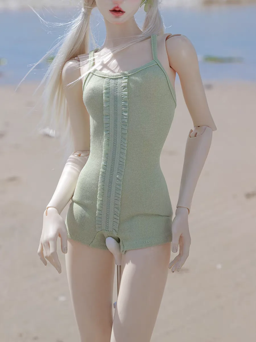 BJD 인형 옷 1/3 1/4 사이즈에 적합 새 여름 여성 해변 순수한 욕망 서스펜더 점프 슈트 수영복 핑크 그린