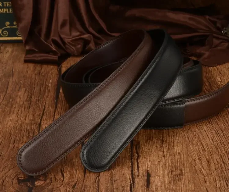 No Buckle Designer Mens Belts Body 3.5cm Wide Split Leather High Quality Men Automatic Belt accessories 125cm 140cm