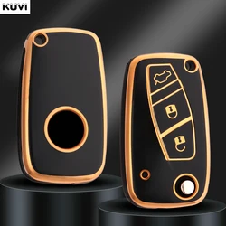 Kuvi TPU Car Flip Key Case Cover For FIAT 500 Panda Idea Stilo Ducato Punto Bravo Grande Minibus Doblo Protected Fob Accessories