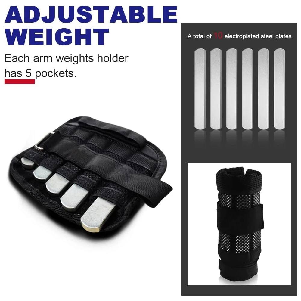 1Pair Wrist Arm Weights, Adjustable Wrist Weights, Removable Wrist Ankle Weights for Men Women, for Fitness, Walking, Jogging,