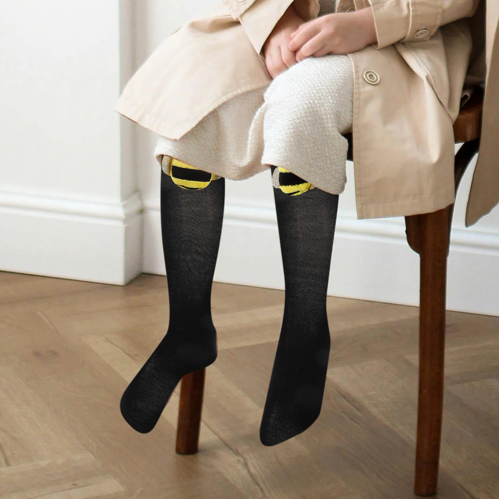 

4Pairs Kids Bee Long Socks Cosplay Breathable Comfortable Cute Socks Girls Over Knee Warm Stylish Daily Wear Bee Stocking
