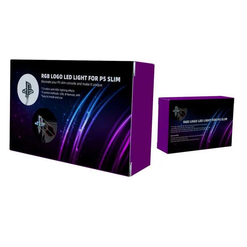 PS5 Slim Updated 8 Color 400 Effects RGB Logo LED DIY illuminated Logo LED Light For Playstation 5 Slim Console Plate Decoration