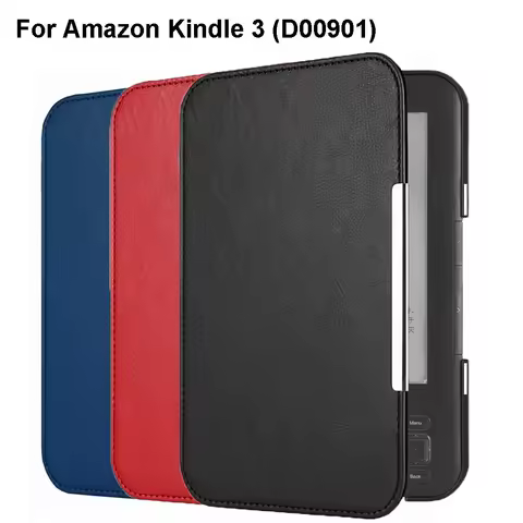 Premium 6 inch E-Reader Case Anti-fall Shockproof Folio Cover Leather Microfiber Lining Back Cover for Kindle 3 Keyboard D00901