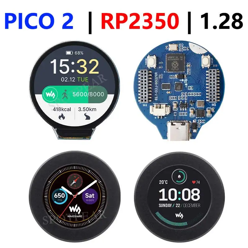 Raspberry Pi Pico 2 RP2350 1.28 inch Round LCD Development Board With Case Option Display Screen QMI8658 6-Axis