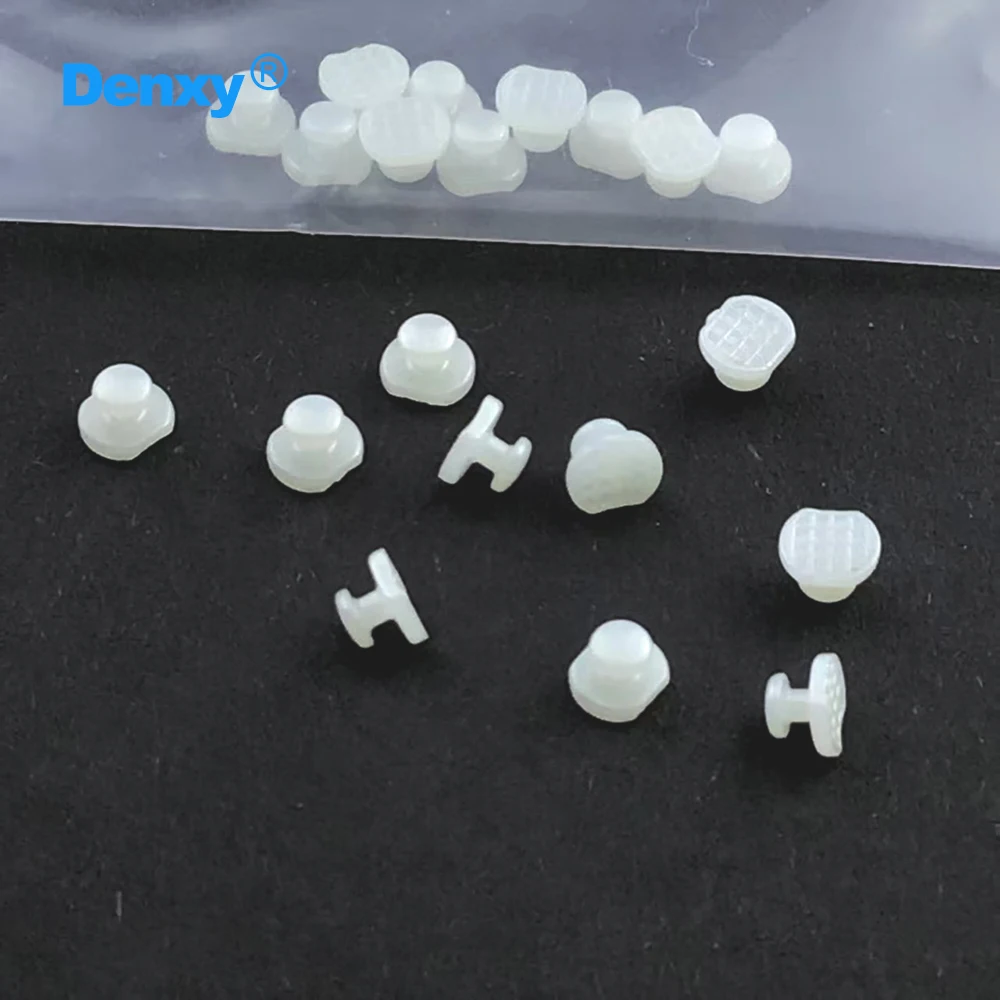 DENXY 20 Stück orthodontische Keramik-Lingualknöpfe, weiße rechteckige Knöpfe, klebbare Anwendungen, Dentalmaterialien – Detail 3