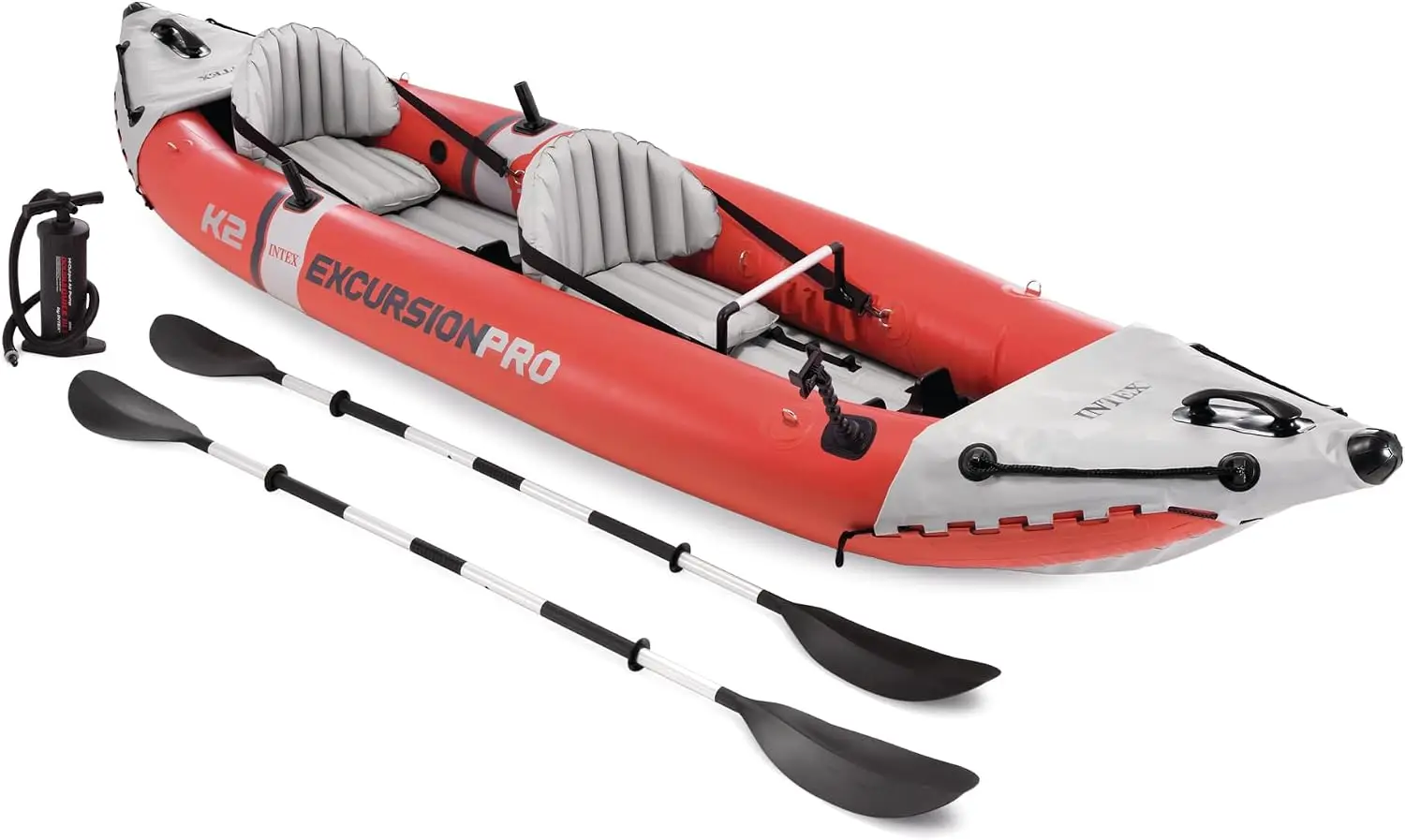 68309EP Excursion Pro K2 Inflatable Kayak Set: Includes Deluxe 86in Kayak Paddles and High-Output Pump – SuperTough PVC – Adjust