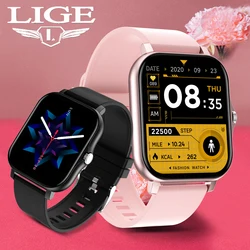 Lige-男性と女性のためのフルタッチスクリーンスマートウォッチ,スポーツウォッチ,Bluetooth通話,デジタル,ギフト付き