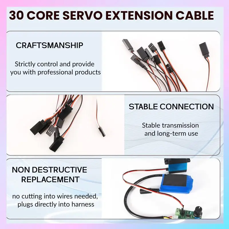 AB25-10Pcs 150Mm Servo Extension Lead Wire JR Cable 3Pin Male To Female For RC Car