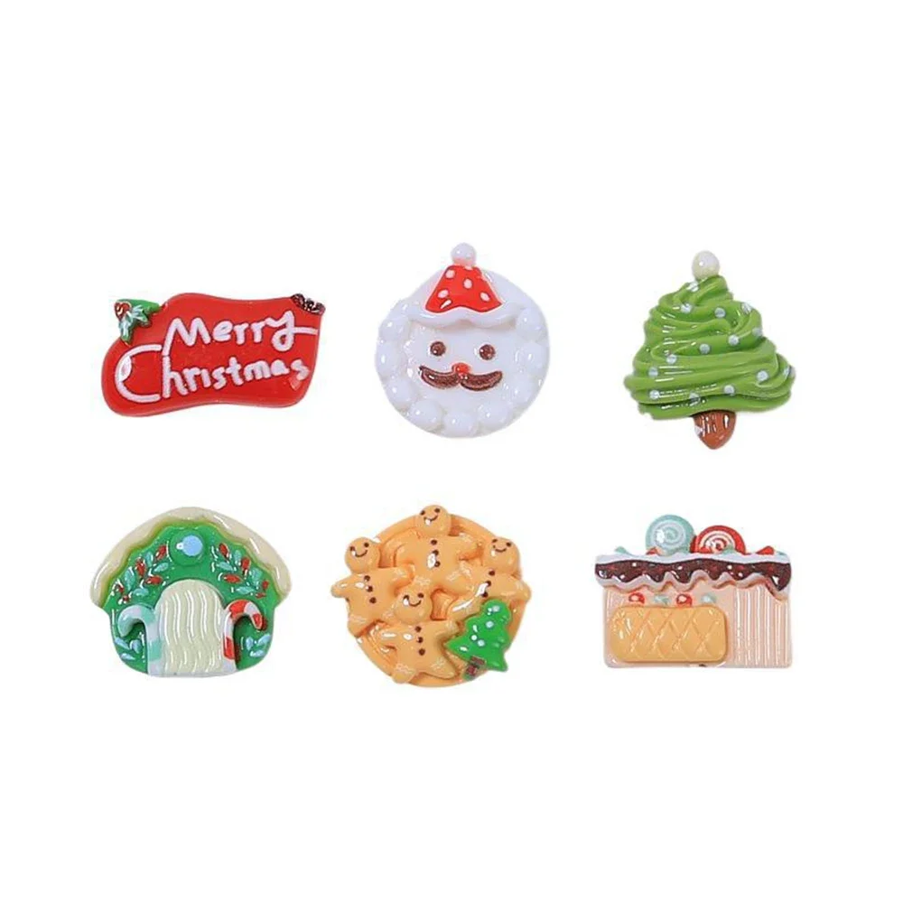 10PCS Shiny Christmas Food Series Miniature Flat Back Resin Cabochons For Hairpin Scrapbooking DIY Home Decor Craft Accessories