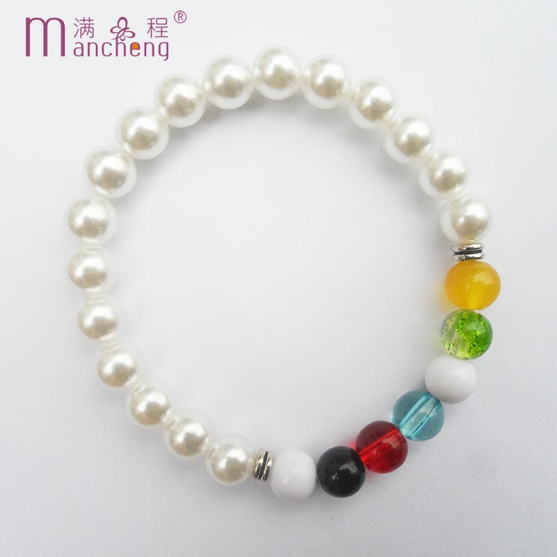 official-website Pochita Healing Reiki Mala 7 Chakra Multicolor Prayer Acrylic Pearl Yoga Bracelet Bangles Women Mother Kids