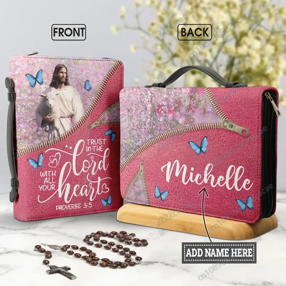 

Bible Bags Trust In The Lord With All You Heart Print Ladies Storage Christian Bible Cover Case for Women Personalized Handbags