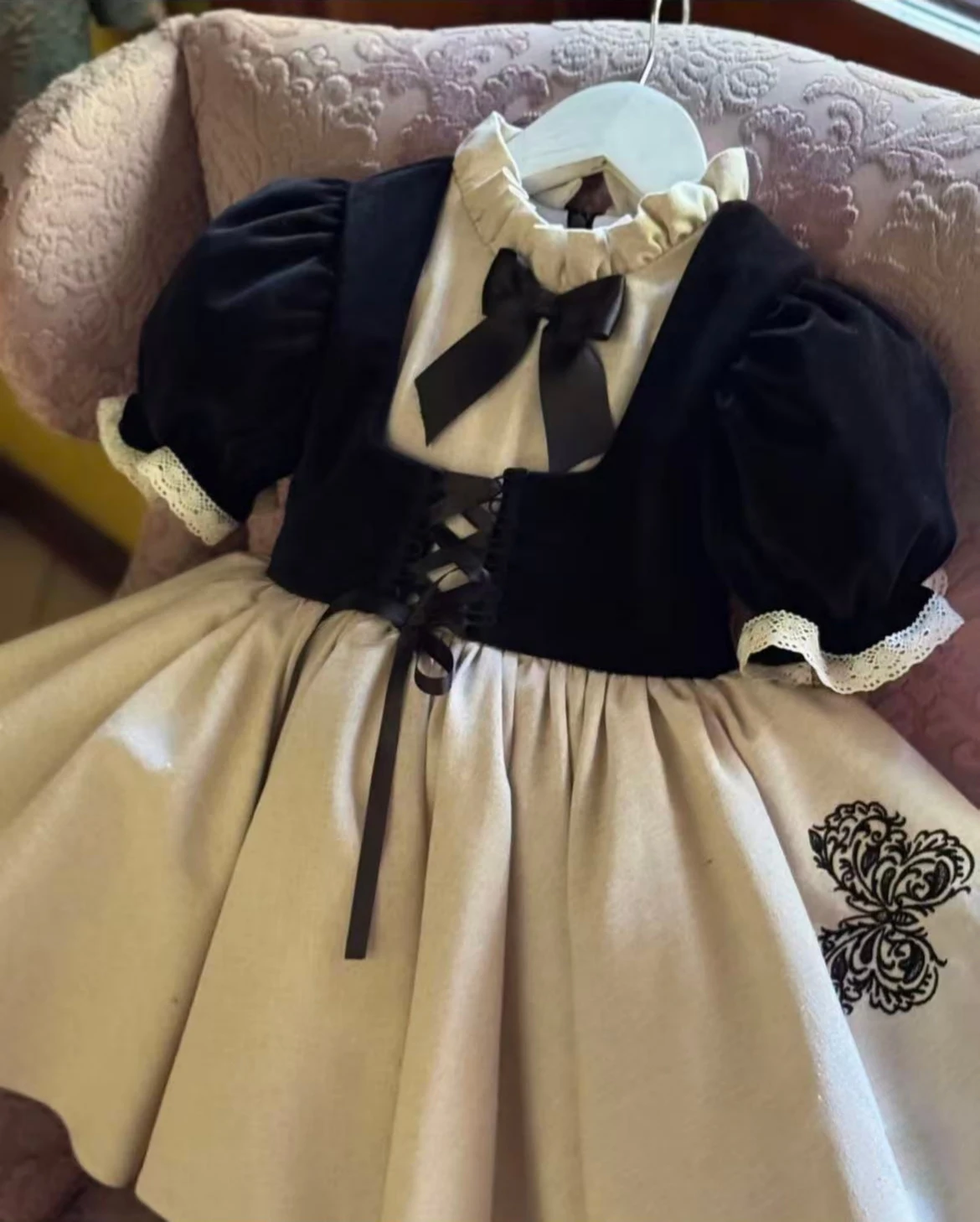 

0-12Y Baby Girl Autumn Butterfly Embroidery Vintage Princess Black Dress for Birthday Photography Holiday Eid C216