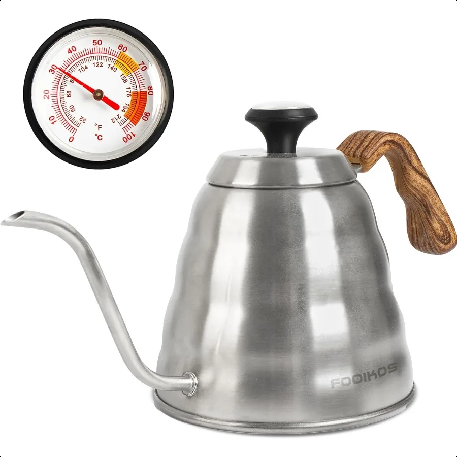 

Gooseneck Kettle with Thermometer for Pour Over Coffee and Tea 42 fl oz Premium Stainl Steel Accurate Temperature Control Ideal